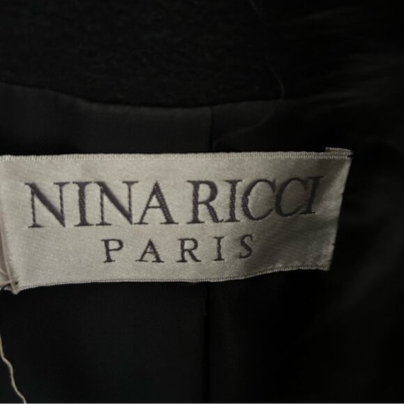 Nina Ricci vintage 1970s Wool Cashmere Fur Black Coat - Picture 13 of 13